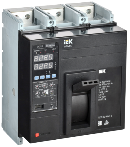 IEK ARMAT Автоматический выключатель в литом корпусе 3P N 85кА 1600А эл. станд. (AR-MCCB-3N-085-1600A-ELSC)