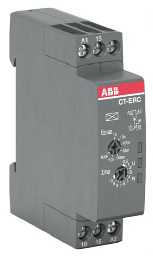 ABB Реле времени CT-ERC.12 компактное  (задержка при включ.) 24-48B DC, 24-240B AC  (7 диапазонов времени (1SVR508100R0000)