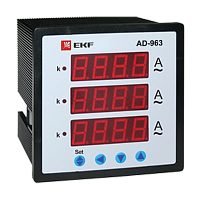 EKF Амперметр AD-963 цифровой на панель 96х96  трехфазный PROxima (ad-963)
