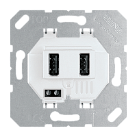 JUNG Розетка зарядная USB 2-я, 3000 мA  Механизм. Материал- термопласт  Цвет- белый. (USB3-2WW)