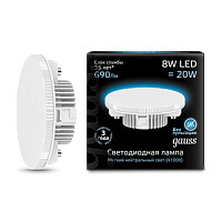 GAUSS Лампа светодиодная LED 8вт GX53 белый таблетка  (108008208)
