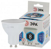ЭРА Лампа светодиодная LED MR16-8W-840-GU10  (диод, софит, 8Вт, нейтр, GU10)   (10/100/3600)  (Б0036729)