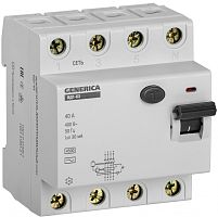 IEK Выключатель дифференциального тока (УЗО) ВД1-63 4Р 40А 30мА GENERICA (MDV15-4-040-030)